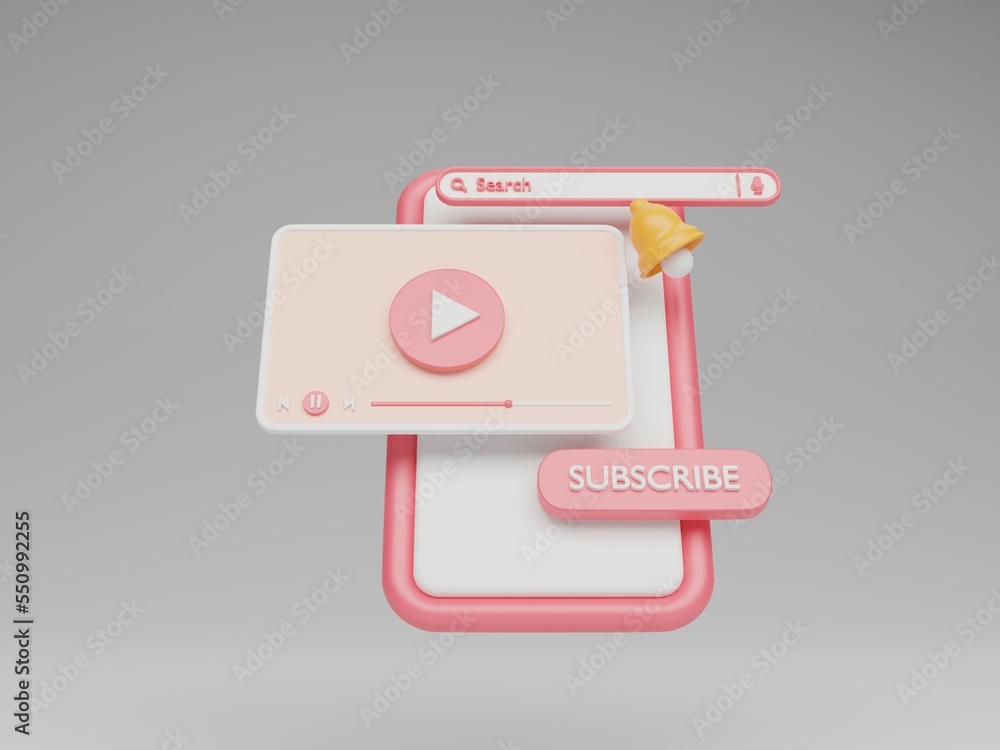 Video player UI 3d rendered Illustration Video player UI 3d rendered Illustration