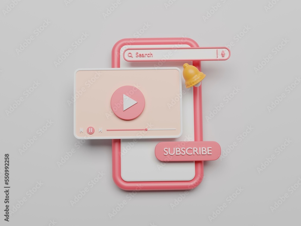 Video player UI 3d rendered Illustration Video player UI 3d rendered Illustration