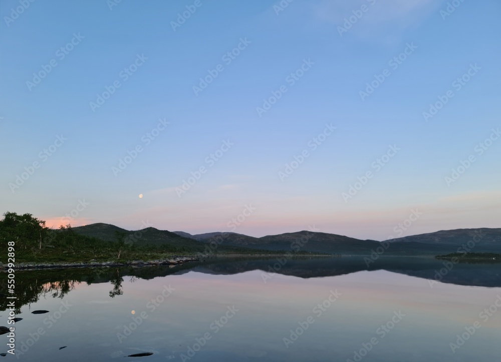 sunset over the lake