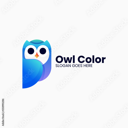 Vector Logo Illustration Owl Gradient Colorful Style.