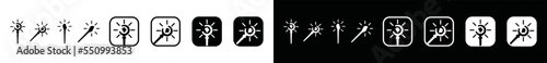 Magic wand icon vector. Mage hero game character icon in the square button for app or website, symbol illustration