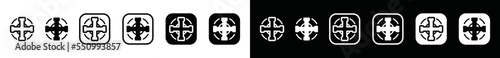 Cross icon vector. Healing support hero game character icon in the square button for app or website, symbol illustration