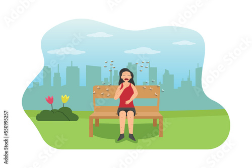 Young woman suffering allergy of insects