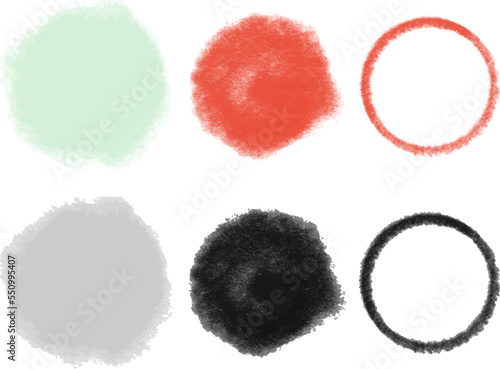 丸いシェイプのベクター素材（カラー／グレースケール）