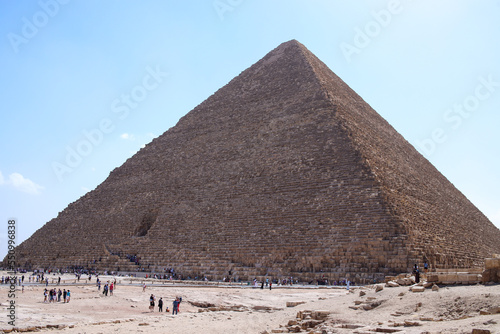 View of the great pyramids of Giza  Egypt with a lot of tourist around it