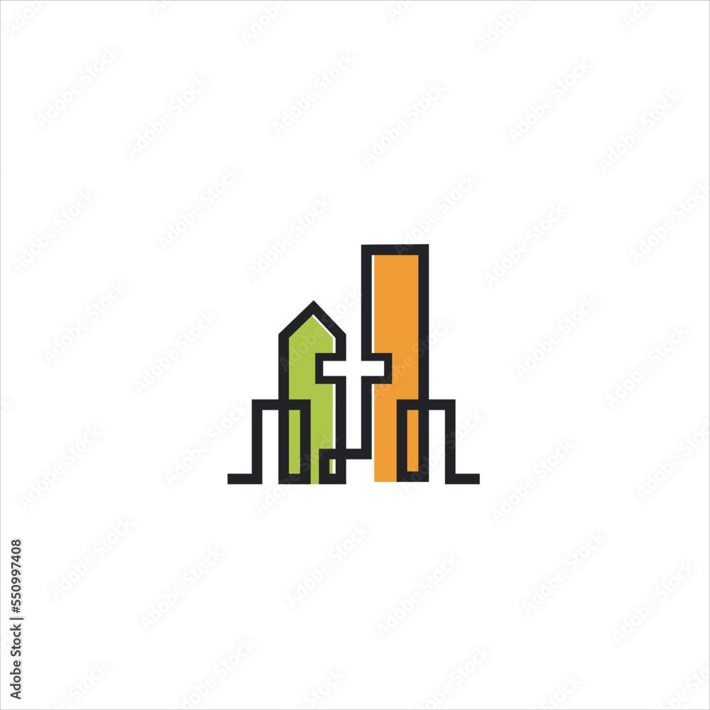 Church vector Logo design with Line art Drawing style Church vector Logo design with Line art Drawing style