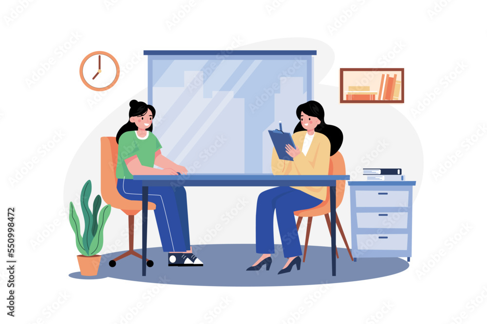 Employee Interview Illustration concept on white background Employee Interview Illustration concept on white background
