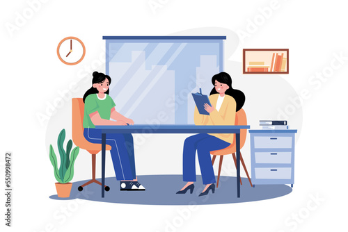 Employee Interview Illustration concept on white background