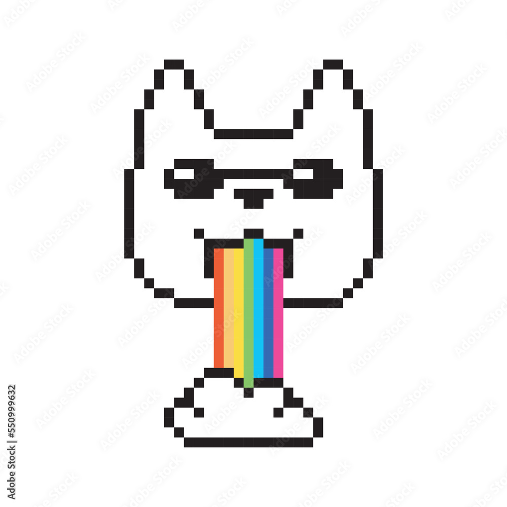 Obraz premium Animal vomiting rainbow, pixel art character
