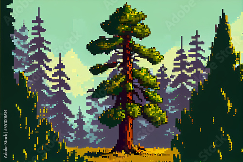8 bit pixel art forest scene