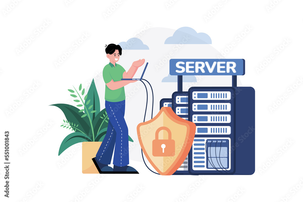 Server Data Security Illustration concept on white background Server Data Security Illustration concept on white background