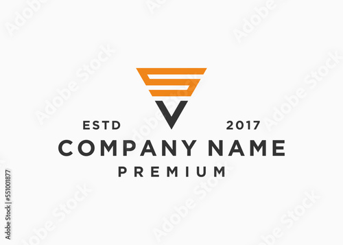 initial letter sv or vs logo design vector illustration template