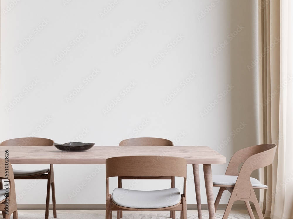 Dining room,Big white room, copy space on white background, front view,3D rendering. Dining room,Big white room, copy space on white background, front view,3D rendering.
