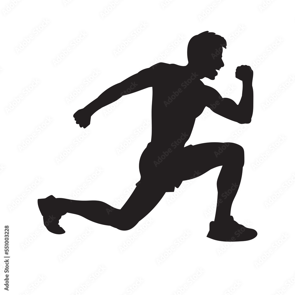 Male aerobic dance isolated vector silhouette.