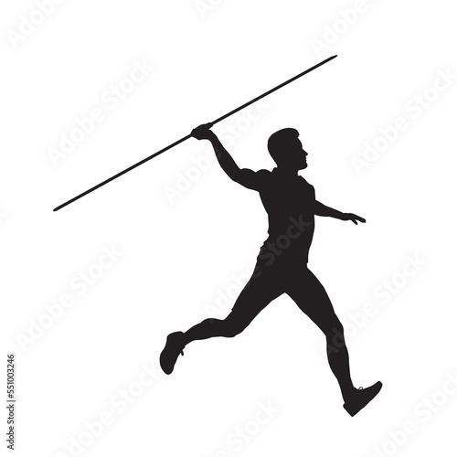 Javelin thrower athlete vector isolated silhouette.