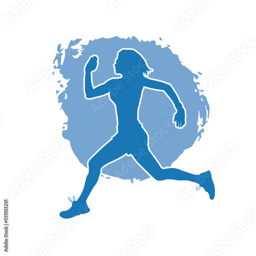 Running woman isolated vector silhouette.