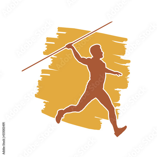 Javelin thrower athlete vector isolated silhouette.