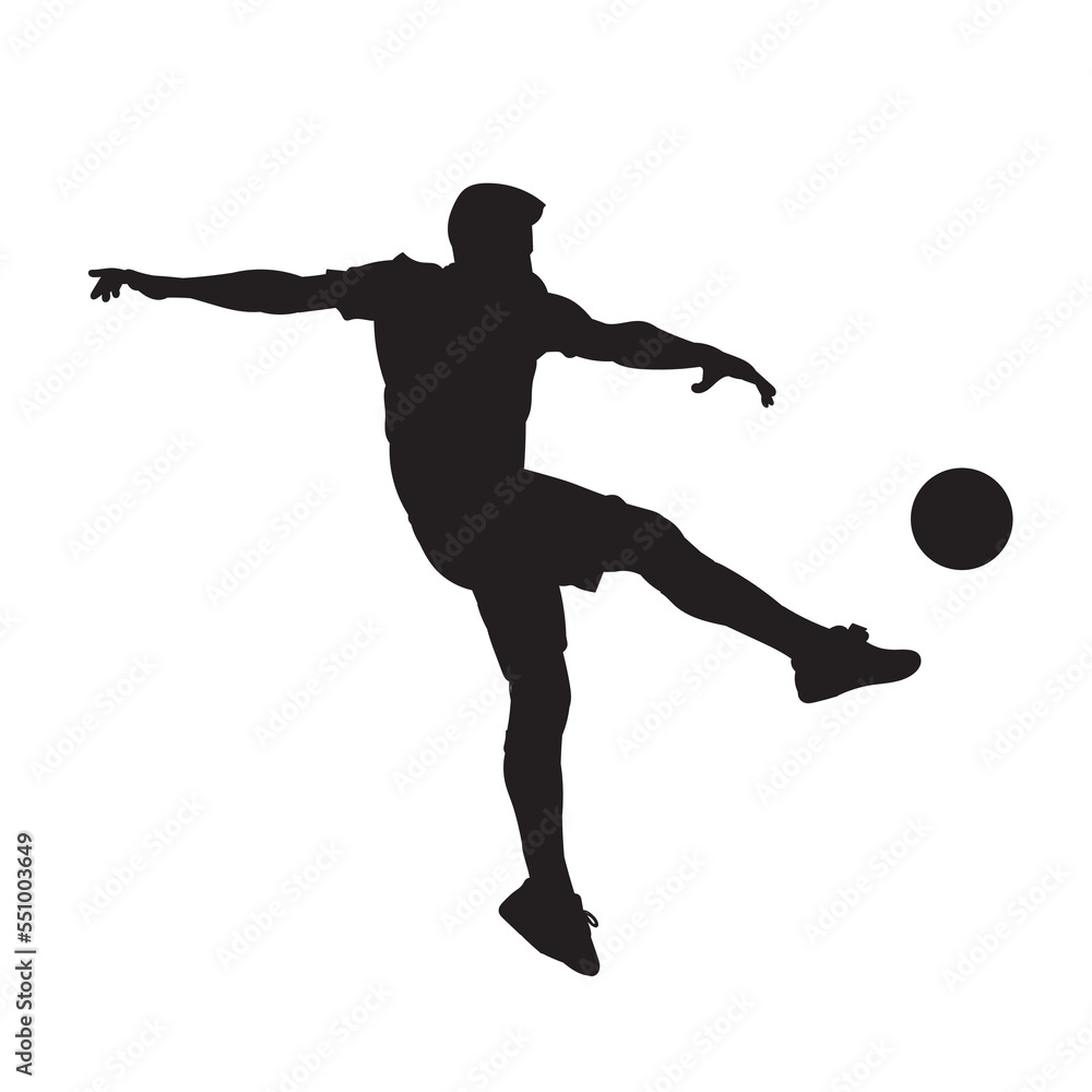 Male football player vector isolated silhouette.
