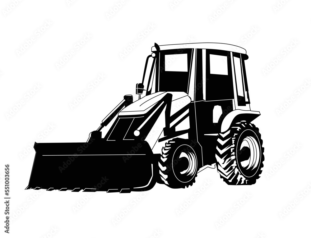silhouette Vector Illustration of Excavator construction machine silhouette Vector Illustration of Excavator construction machine