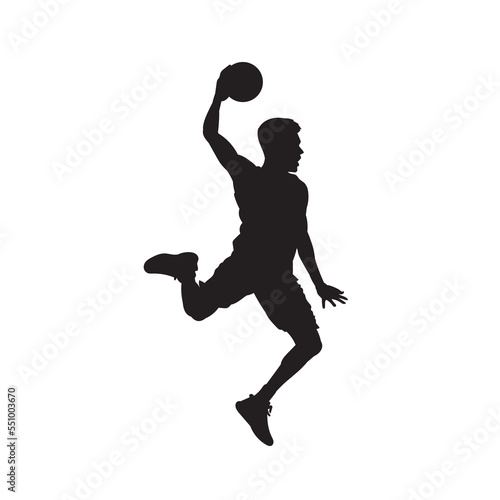 Male hand ball sport player silhouette vector isolated.