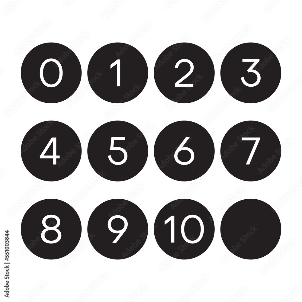 Simple set of black circle with numbers 0 to 10 inside. Vector illustration. Simple set of black circle with numbers 0 to 10 inside. Vector illustration.