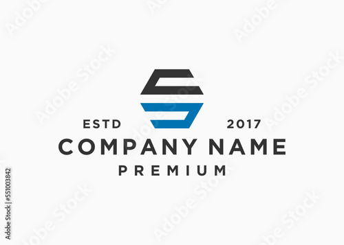 letter sc hexagon logo design vector illustration template