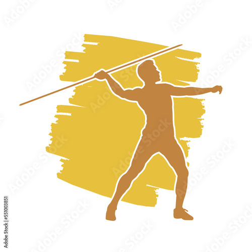 Javelin thrower athlete vector isolated silhouette.