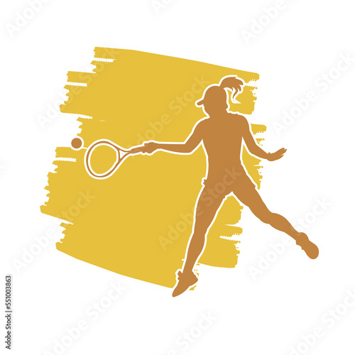 Female tennis court sport player silhouette vector isolated.