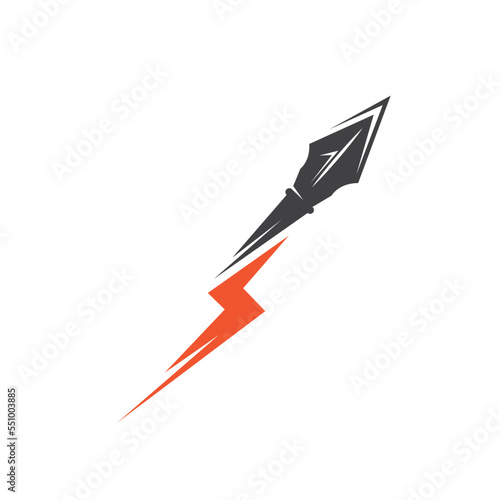 thunder spear icon vector illustration concept design template