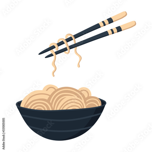 Eat noodles with wooden chopsticks