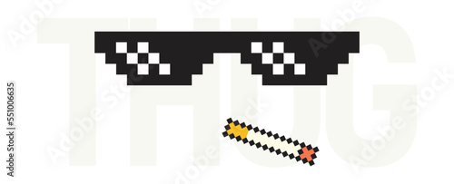 Thug Life. Meme Glasses smoking. Isolated Vector Illustration