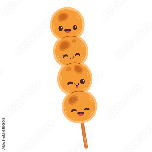 Dango Japanese traditional dessert isolated on white. Hanami Dango. Japanese Dango dessert vector