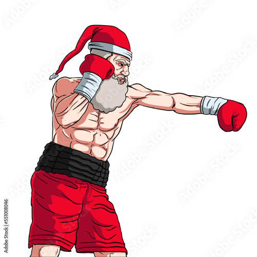 papa noel boxeador golpeando