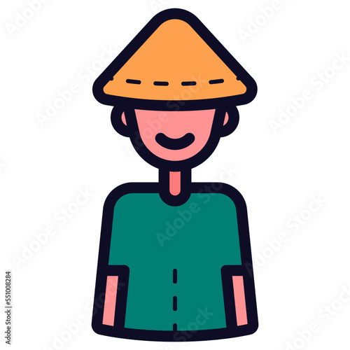 asian farmer smile icon
