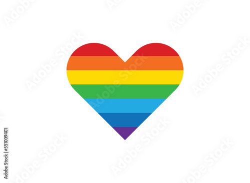Rainbow heart and love is love lettering isolated on white background.