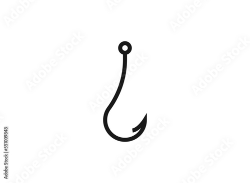 Fishing hook icon shape silhouette. Fishing logo symbol sign. Vector illustration image. Isolated on white background.