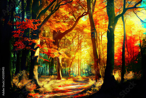 autumn forest sunny art