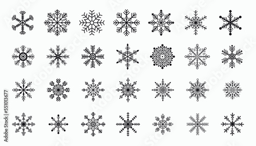 big set of winter season snow flake elements for christmas design vector illustration