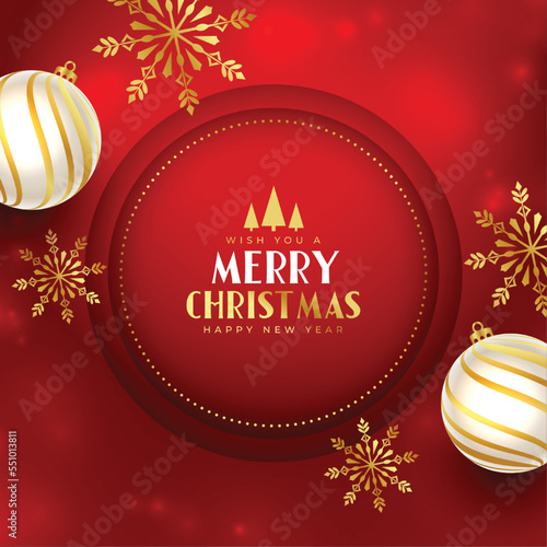 merry christmas and new eve background with bauble and snowflake design vector illustration