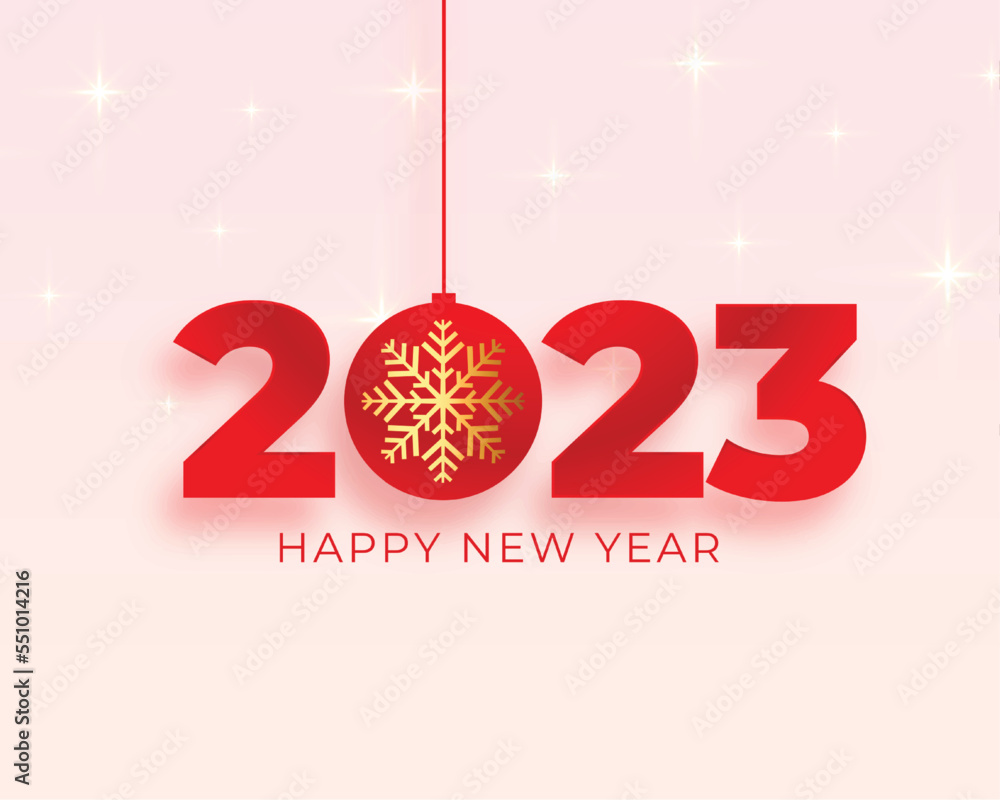 happy new year 2023 wishes card with hanging snowflake design vector illustration happy new year 2023 wishes card with hanging snowflake design vector illustration