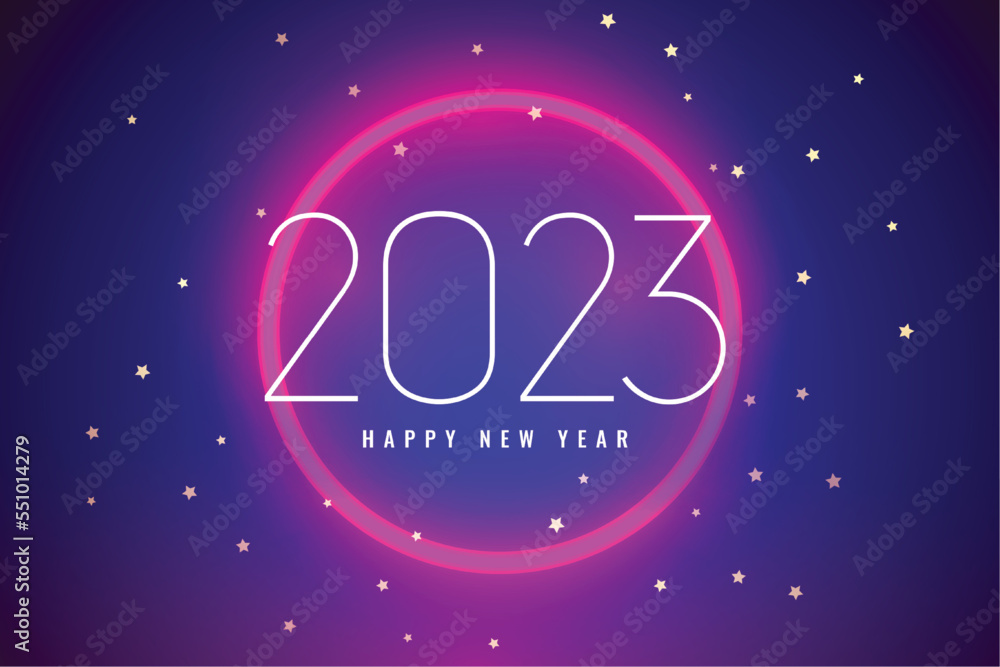 happy new year 2023 event banner with neon frame vector illustration happy new year 2023 event banner with neon frame vector illustration