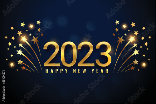 luxury 2023 new year greeting banner with bursting star