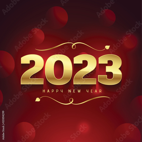 2023 golden text new year red banner with bokeh effect