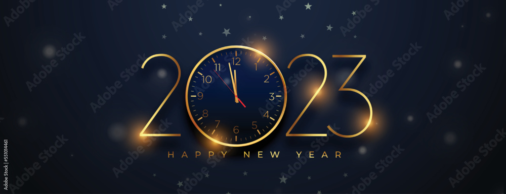 2023 new year eve festival banner with clock design - obrazy, fototapety, plakaty 
