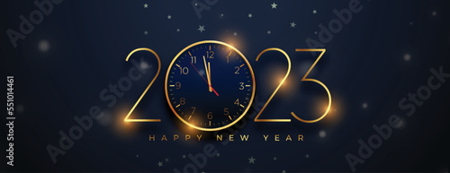 Fotografia, Obraz 2023 new year eve festival banner with clock design