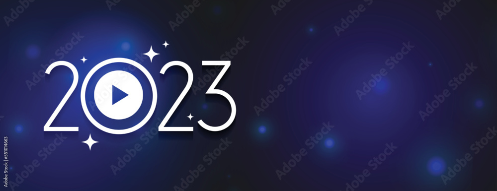 2022 new year shiny banner with play button