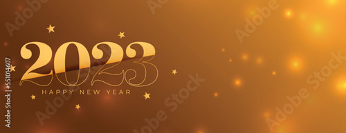 premium happy new year 2023 shiny banner vector illustration