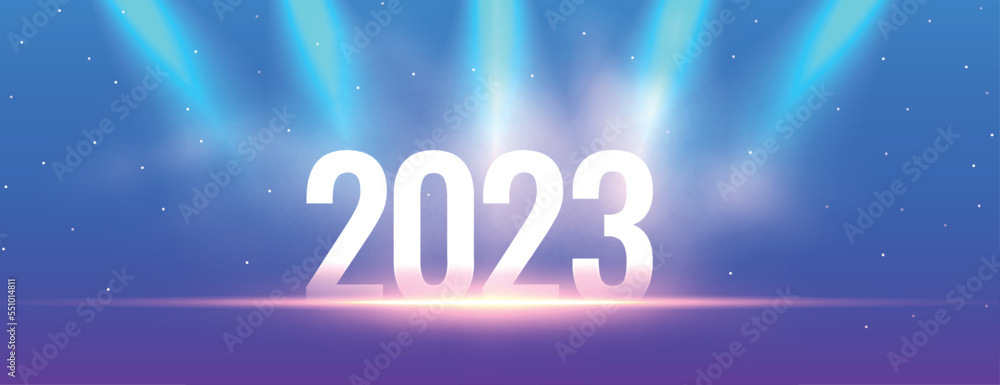 2023 text with spot light effect for new year banner
