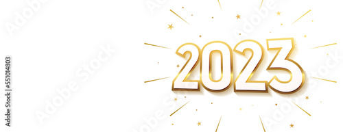 3d golden 2023 text for new year celebration banner