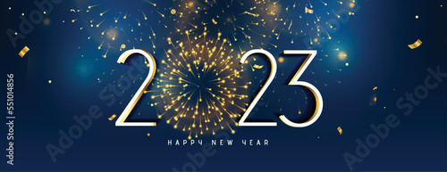 new year eve 2023 celebration banner with firework